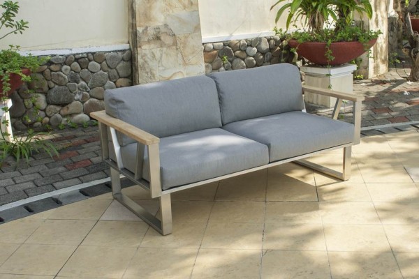 Zebra Belvedere Lounge Sofa 2-Sitzer medium grey inkl. Kissen Tuvatextil® wetterfest